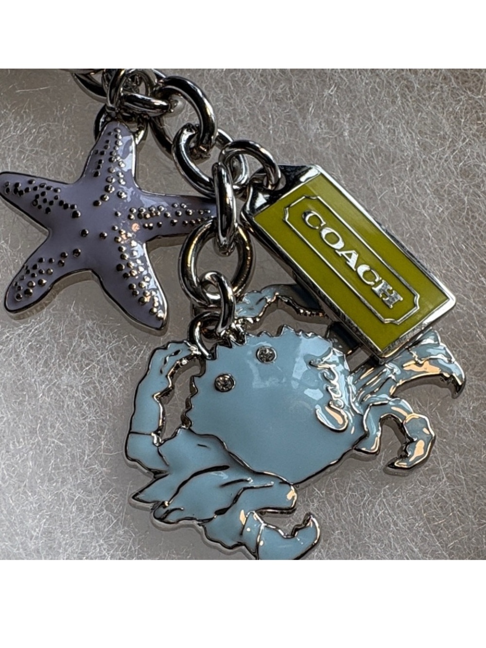 Vintage Coach Beach Multi Mix Charm Key Ring - Picture 3 of 4